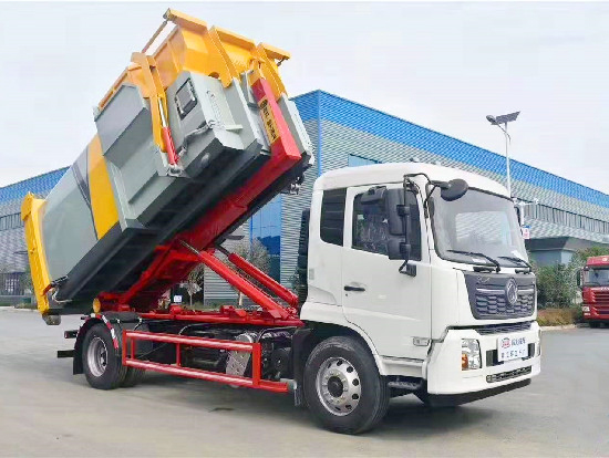 东风天锦国六10~14方车厢可卸（钩臂）式垃圾车